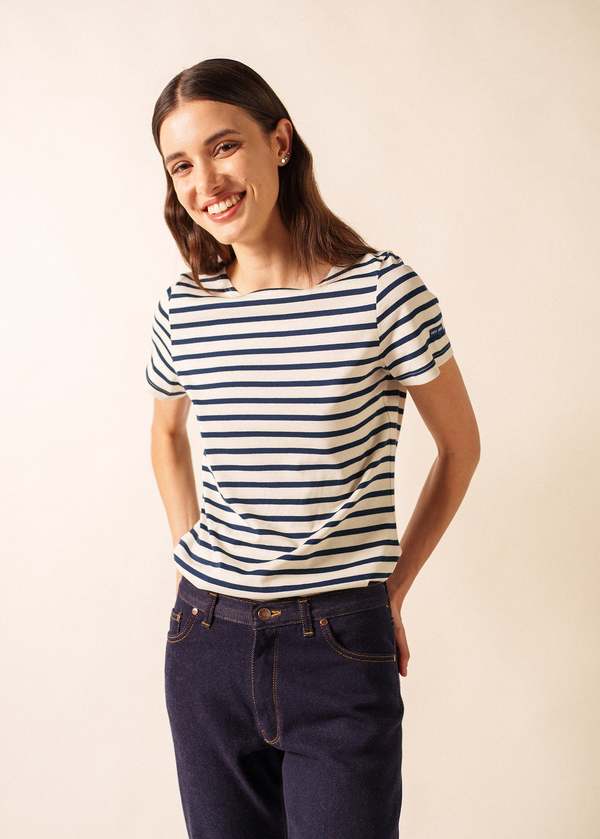 Saint James Etrille II Nautical Striped Tee - Ecru/Navy
