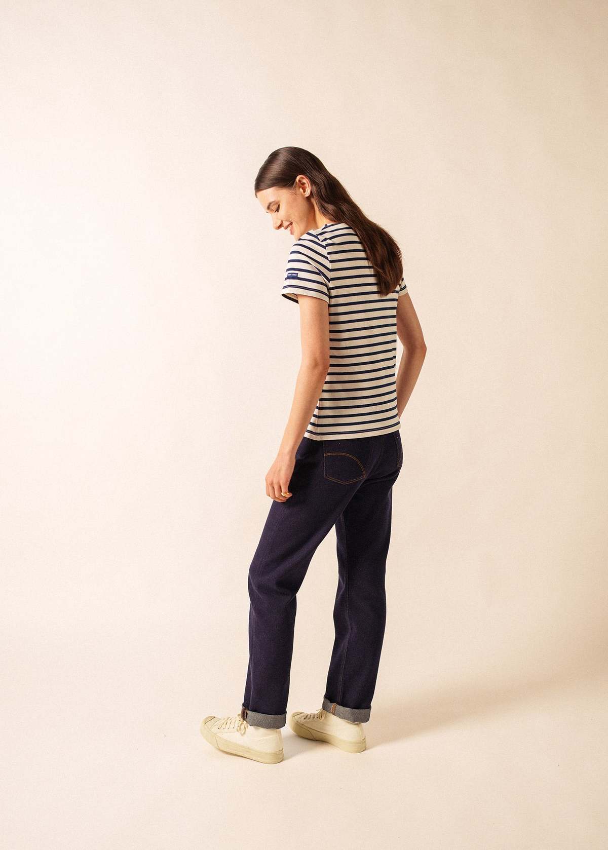 Saint James Etrille II Nautical Striped Tee - Ecru/Navy - Image 2 of 4