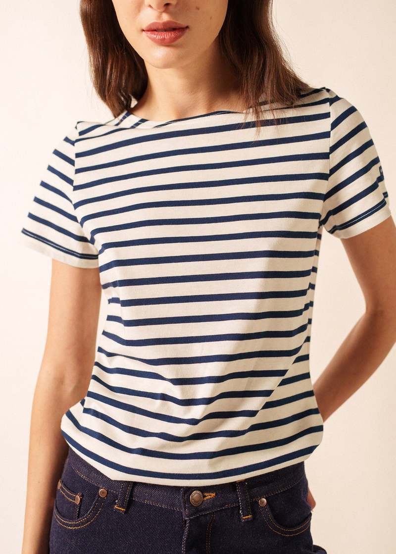 Saint James Etrille II Nautical Striped Tee - Ecru/Navy