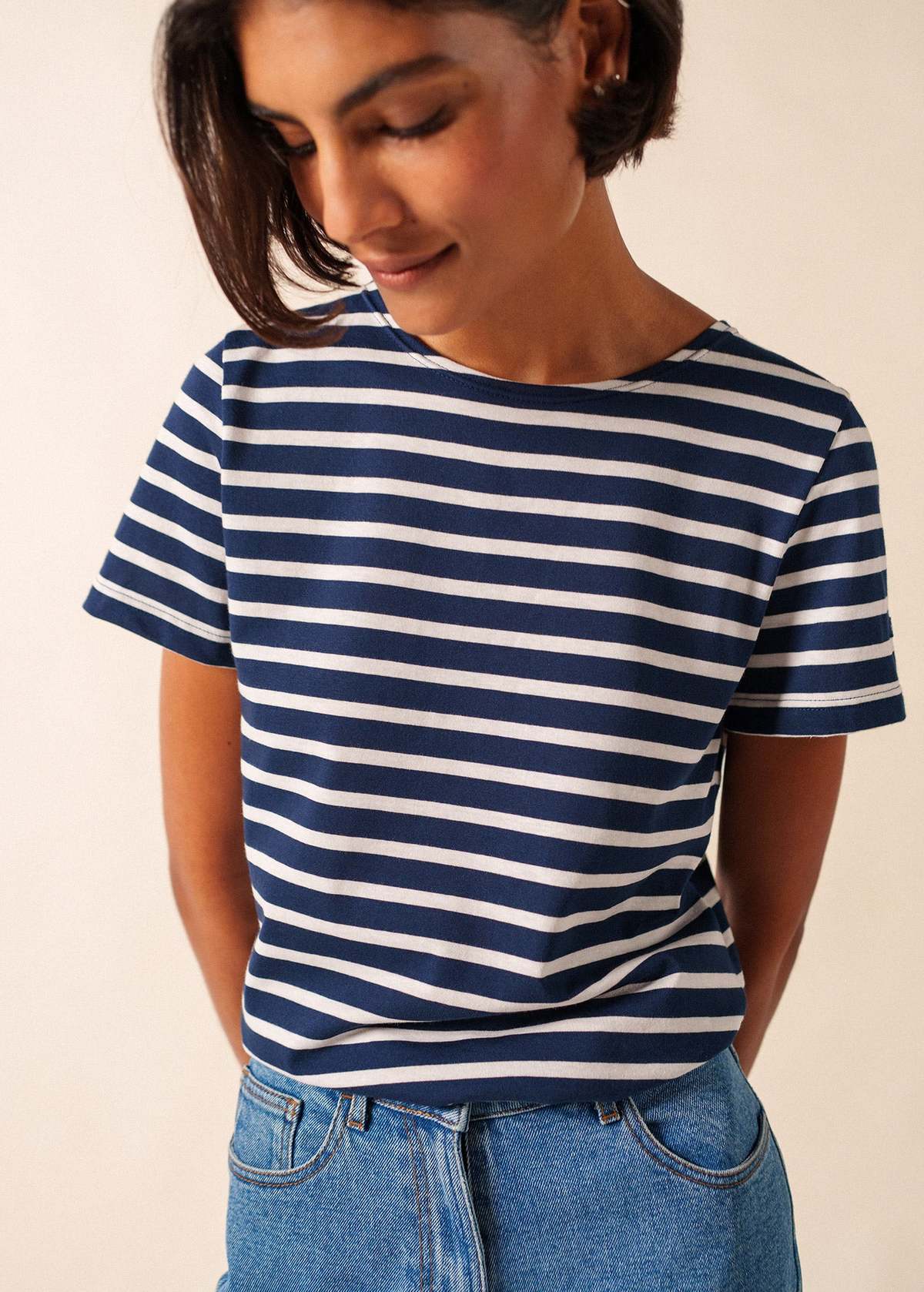 Saint James Etrille II Nautical Striped Tee - Navy/White - Image 1 of 5