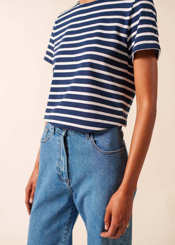 Saint James Etrille II Nautical Striped Tee - Navy/White