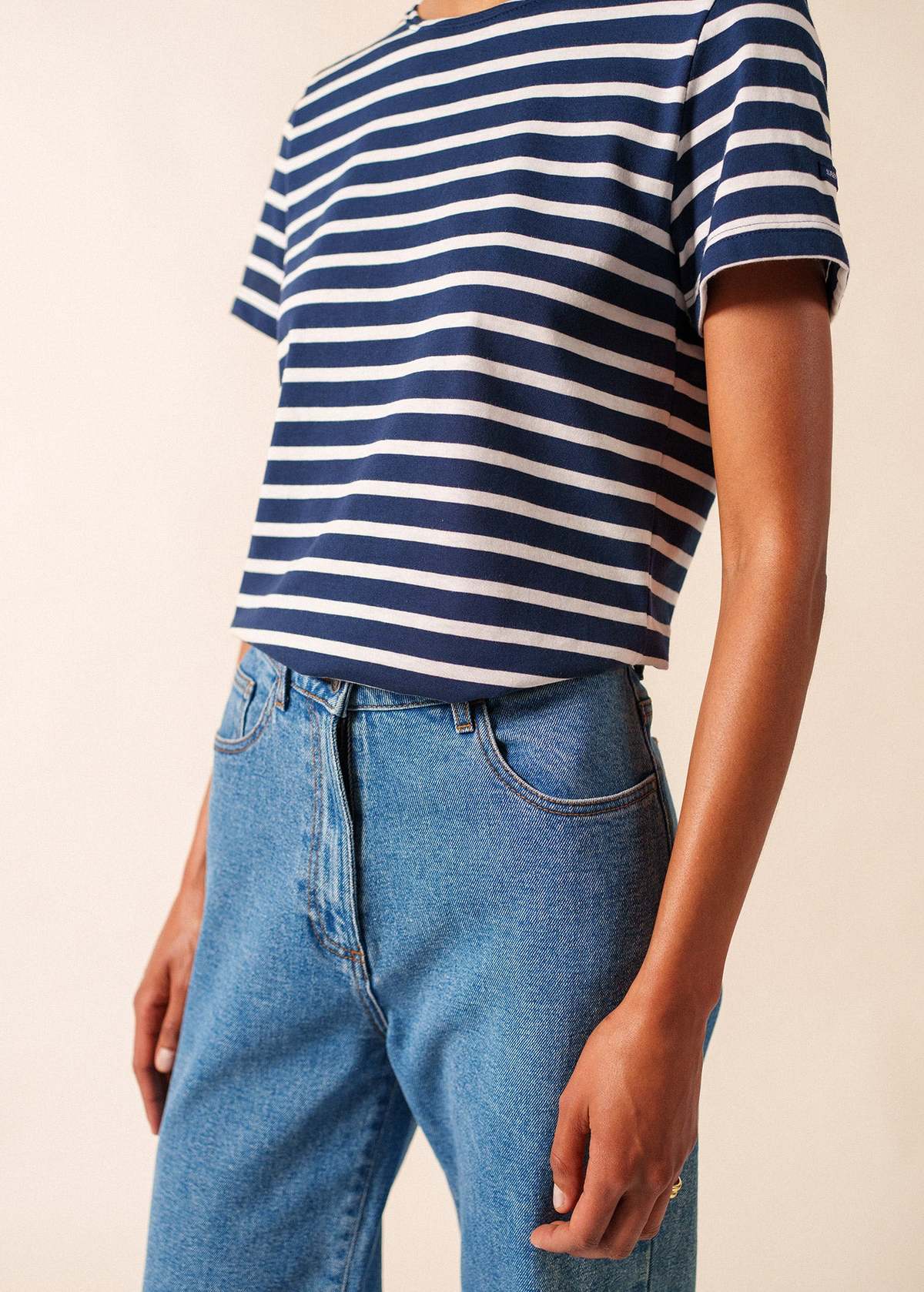Saint James Etrille II Nautical Striped Tee - Navy/White - Image 5 of 5
