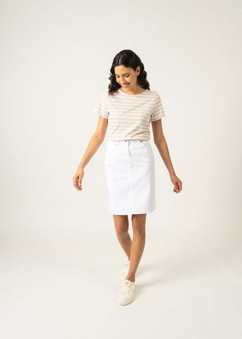 Saint James Etrille II Nautical Striped Tee - Oatmeal/White