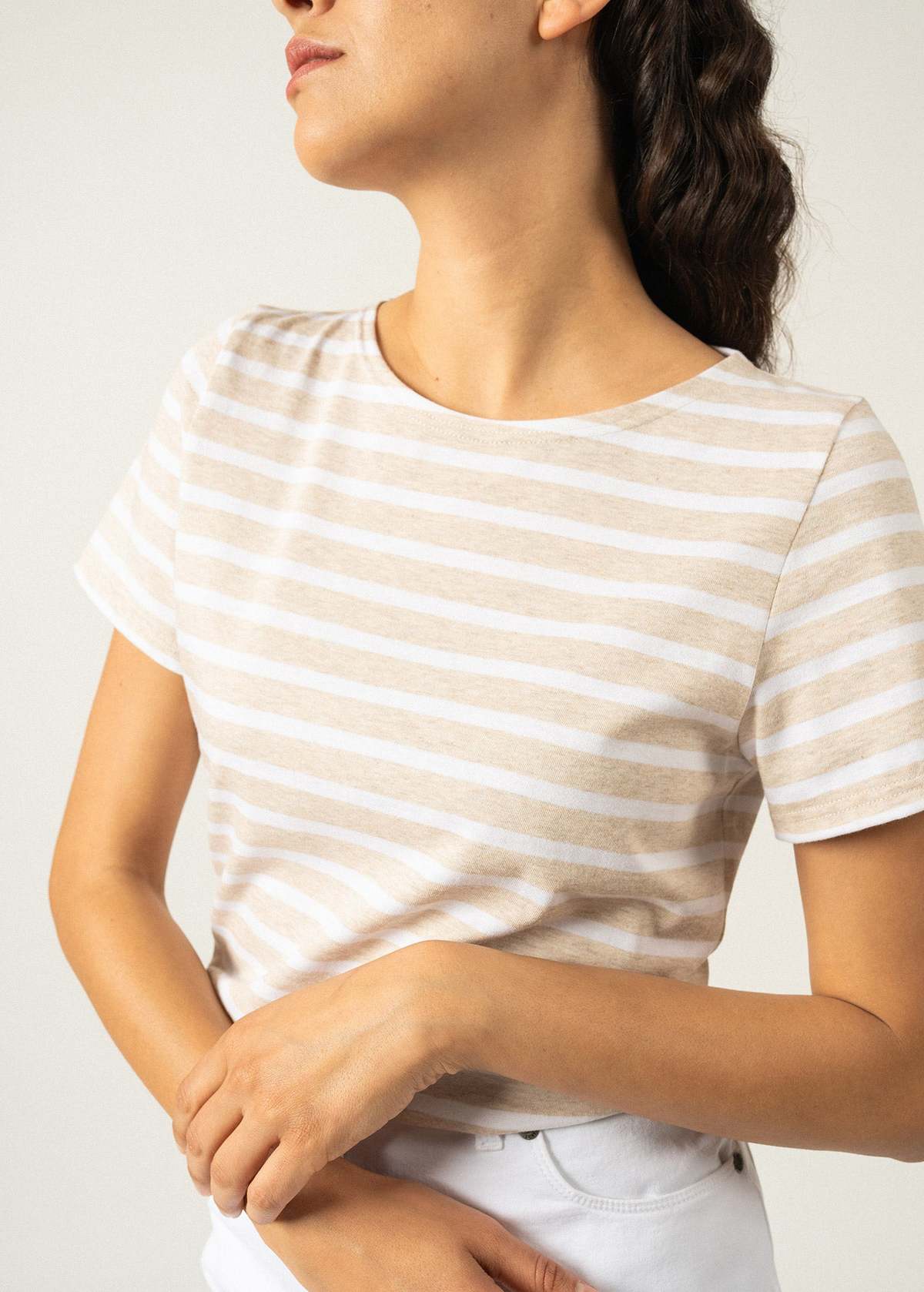 Saint James Etrille II Nautical Striped Tee - Oatmeal/White - Image 4 of 4