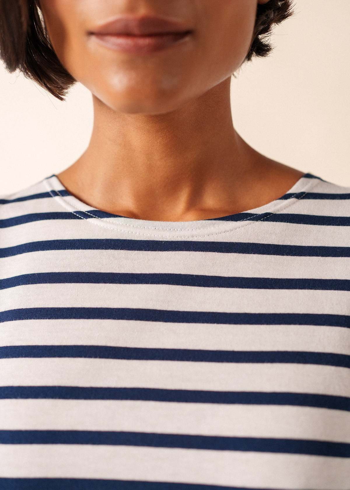 Saint James Etrille II Nautical Striped Tee - White/Navy - Image 6 of 6