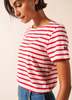 Saint James Etrille II Nautical Striped Tee - White/Red - Thumbnail 4
