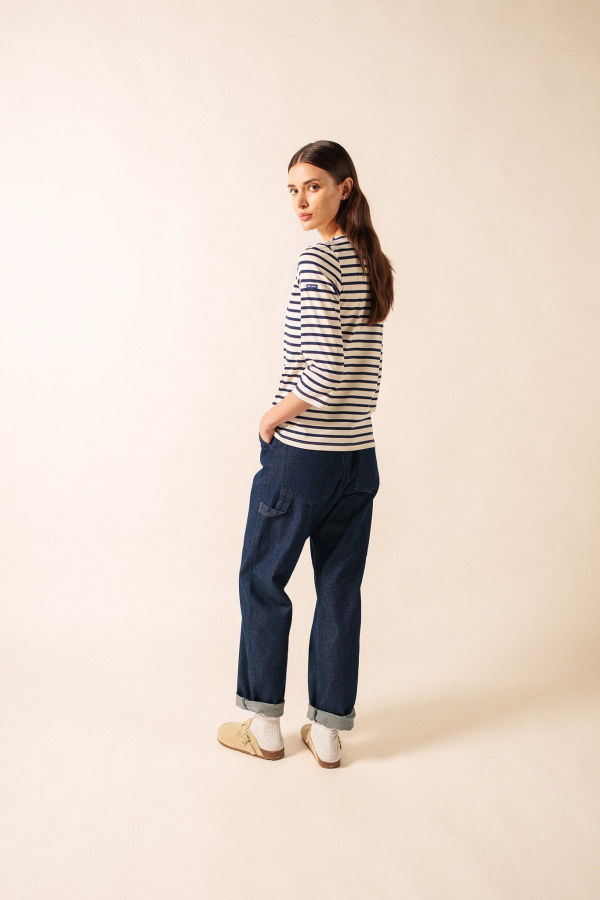 Saint James Galathee II Breton Striped Top - Ecru/Navy