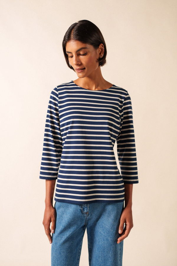 Saint James Galathee II Breton Striped Top - Navy/Ecru