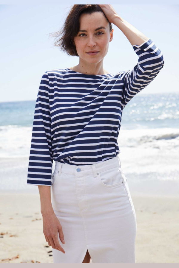 Saint James Galathee II Breton Striped Top - Navy/White