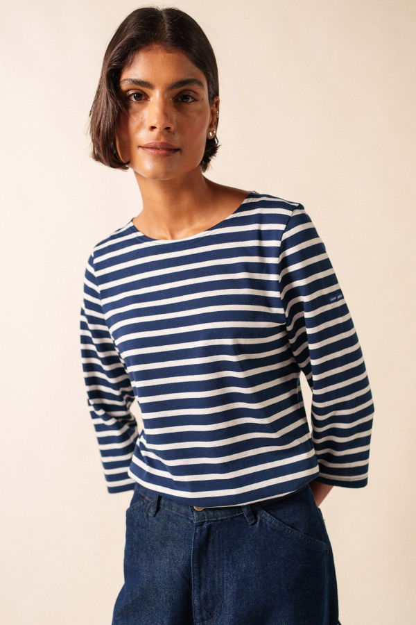 Saint James Galathee II Breton Striped Top - Navy/White