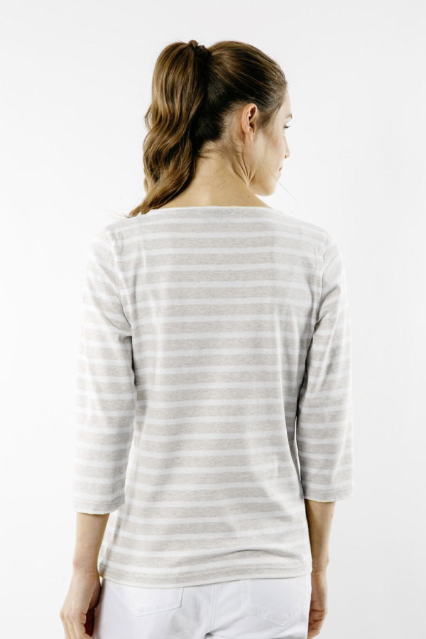 Saint James Galathee II Breton Striped Top - Oatmeal/White
