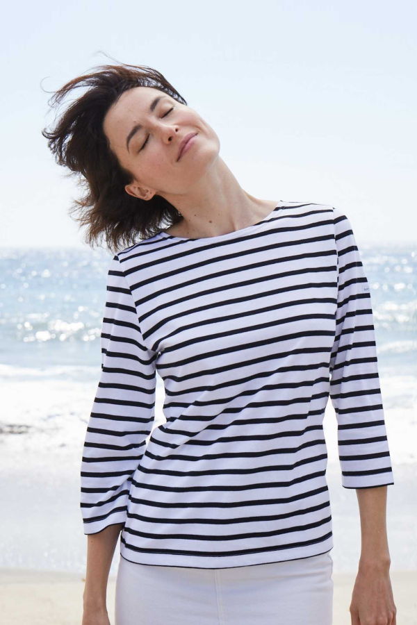 Saint James Galathee II Breton Striped Top - White/Black