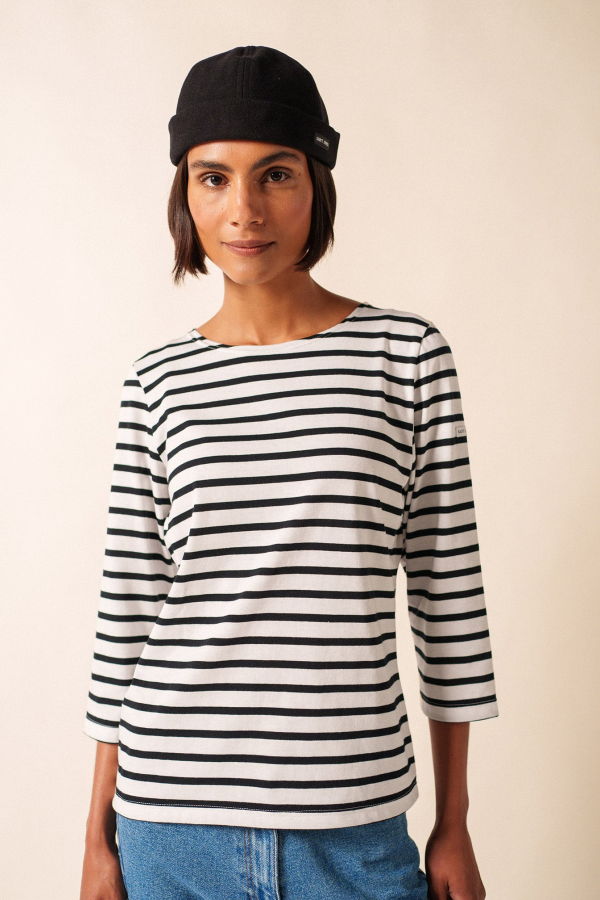 Saint James Galathee II Breton Striped Top - White/Black