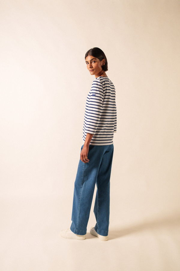 Saint James Galathee II Breton Striped Top - White/Navy