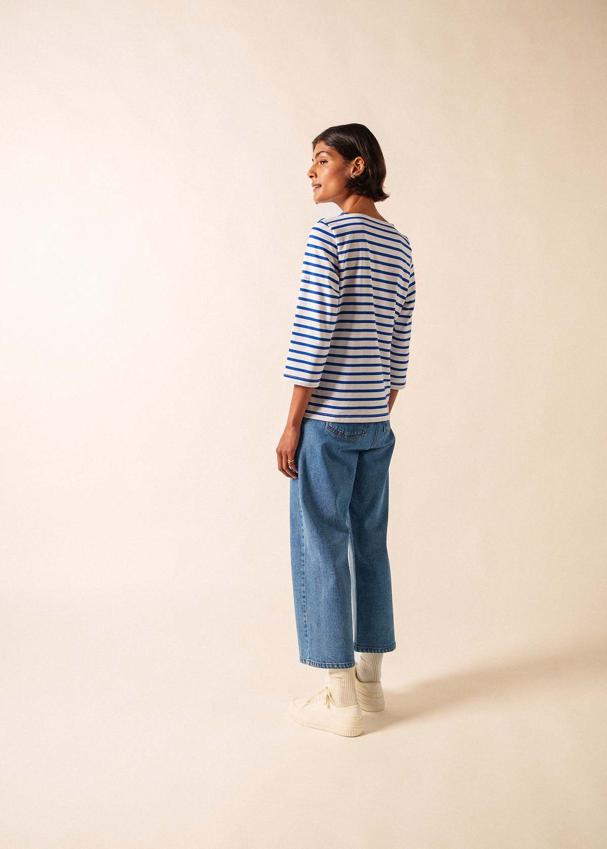 Saint James Galathee II Breton Striped Top - White/Royal Blue - Image 2 of 5