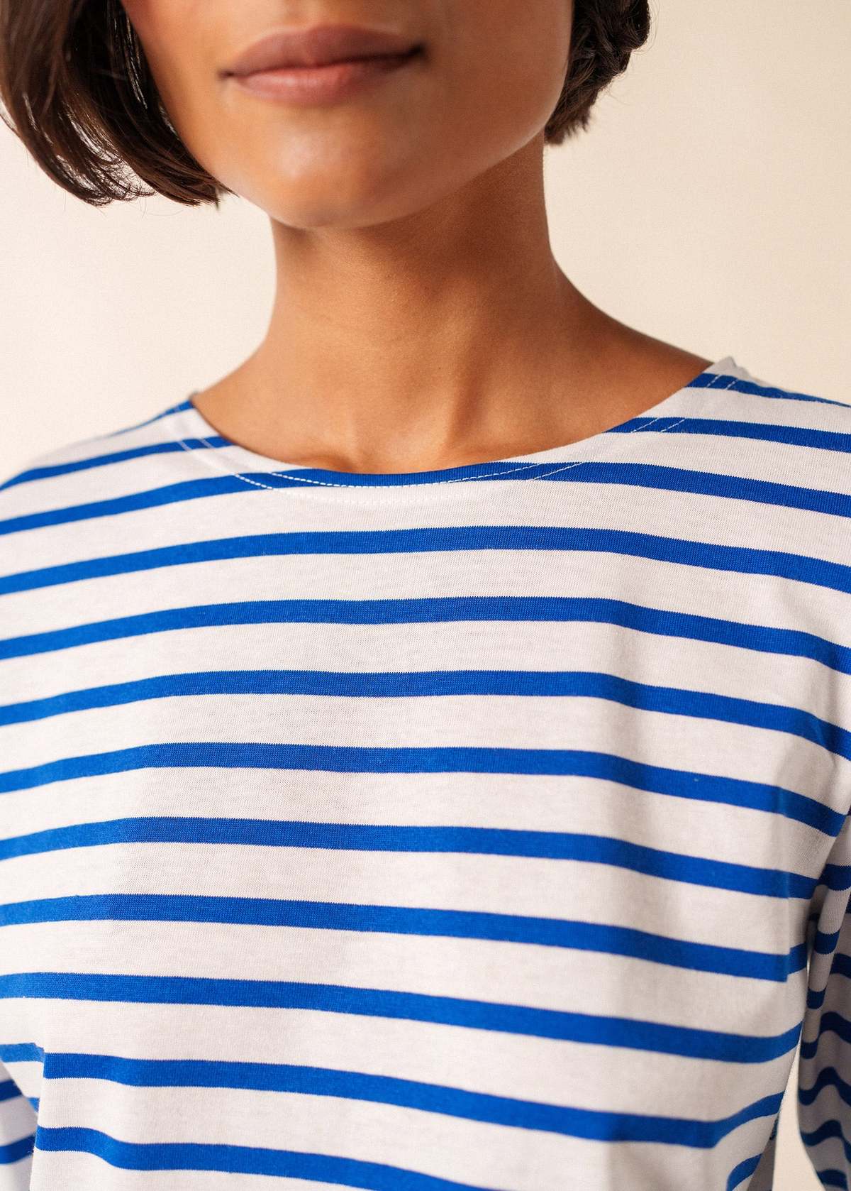 Saint James Galathee II Breton Striped Top - White/Royal Blue - Image 4 of 5