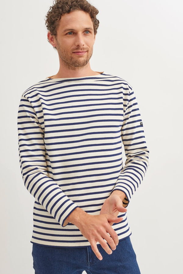 Saint James Guildo Boatneck Breton Shirt - Ecru/Navy