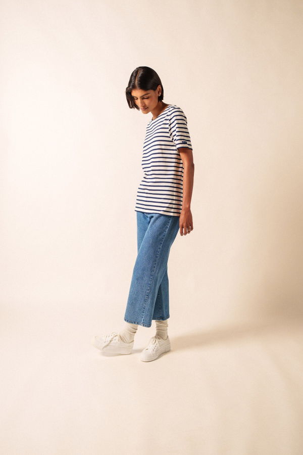 Saint James Levant Modern Breton Shirt - Ecru/Navy