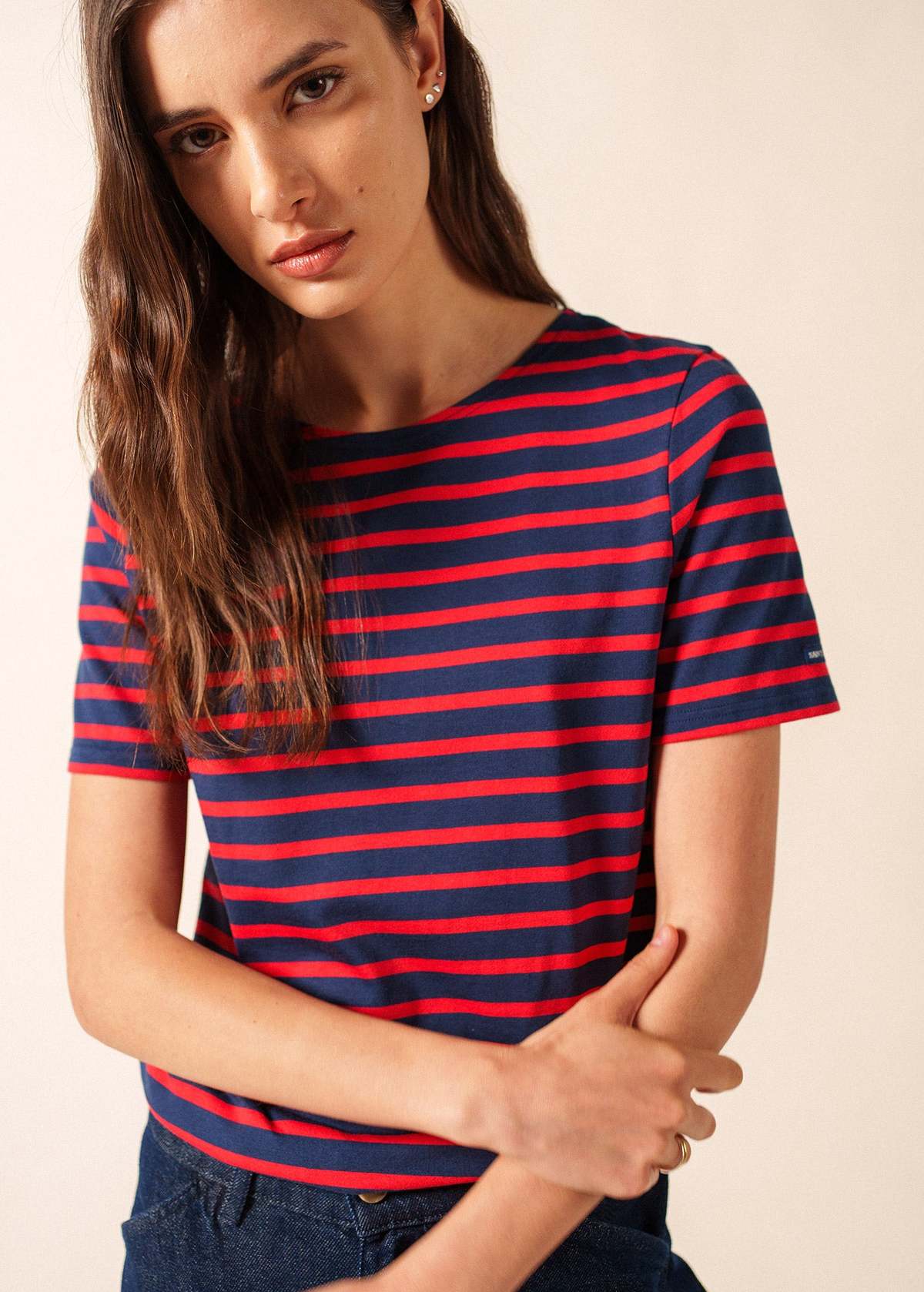 Saint James Levant Modern Breton Shirt - Navy/Red - Image 1 of 9