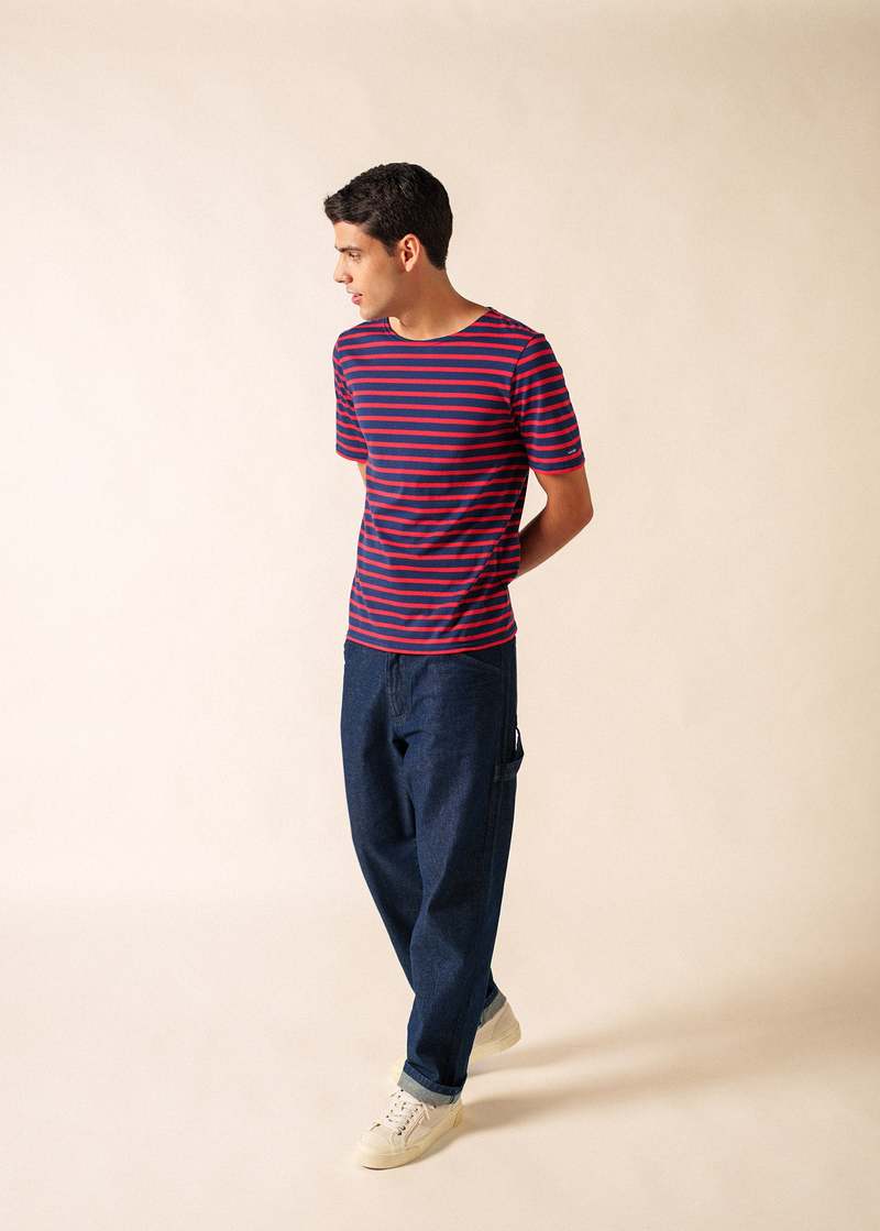 Saint James Levant Modern Breton Shirt - Navy/Red