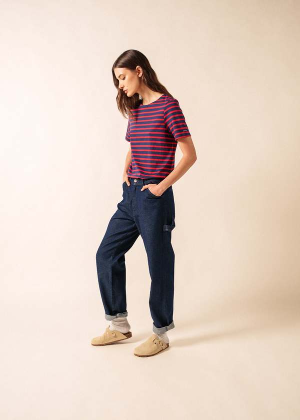 Saint James Levant Modern Breton Shirt - Navy/Red