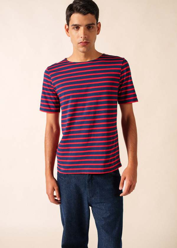 Saint James Levant Modern Breton Shirt - Navy/Red