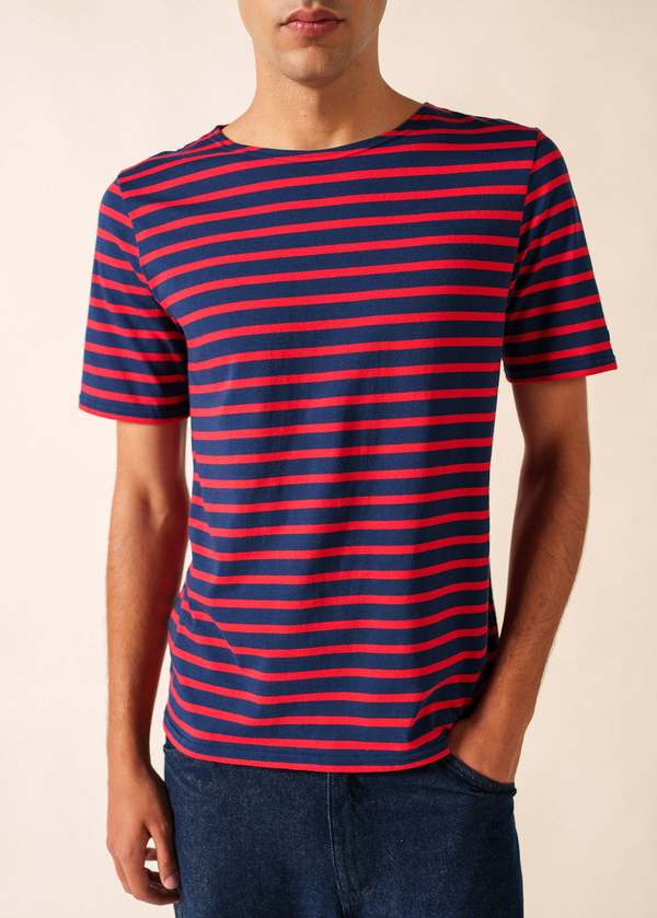 Saint James Levant Modern Breton Shirt - Navy/Red