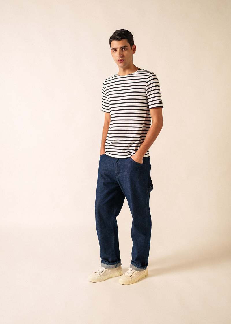 Saint James Levant Modern Breton Shirt - White/Black