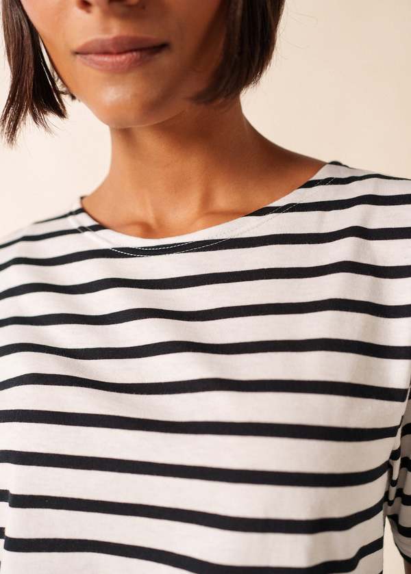 Saint James Levant Modern Breton Shirt - White/Black