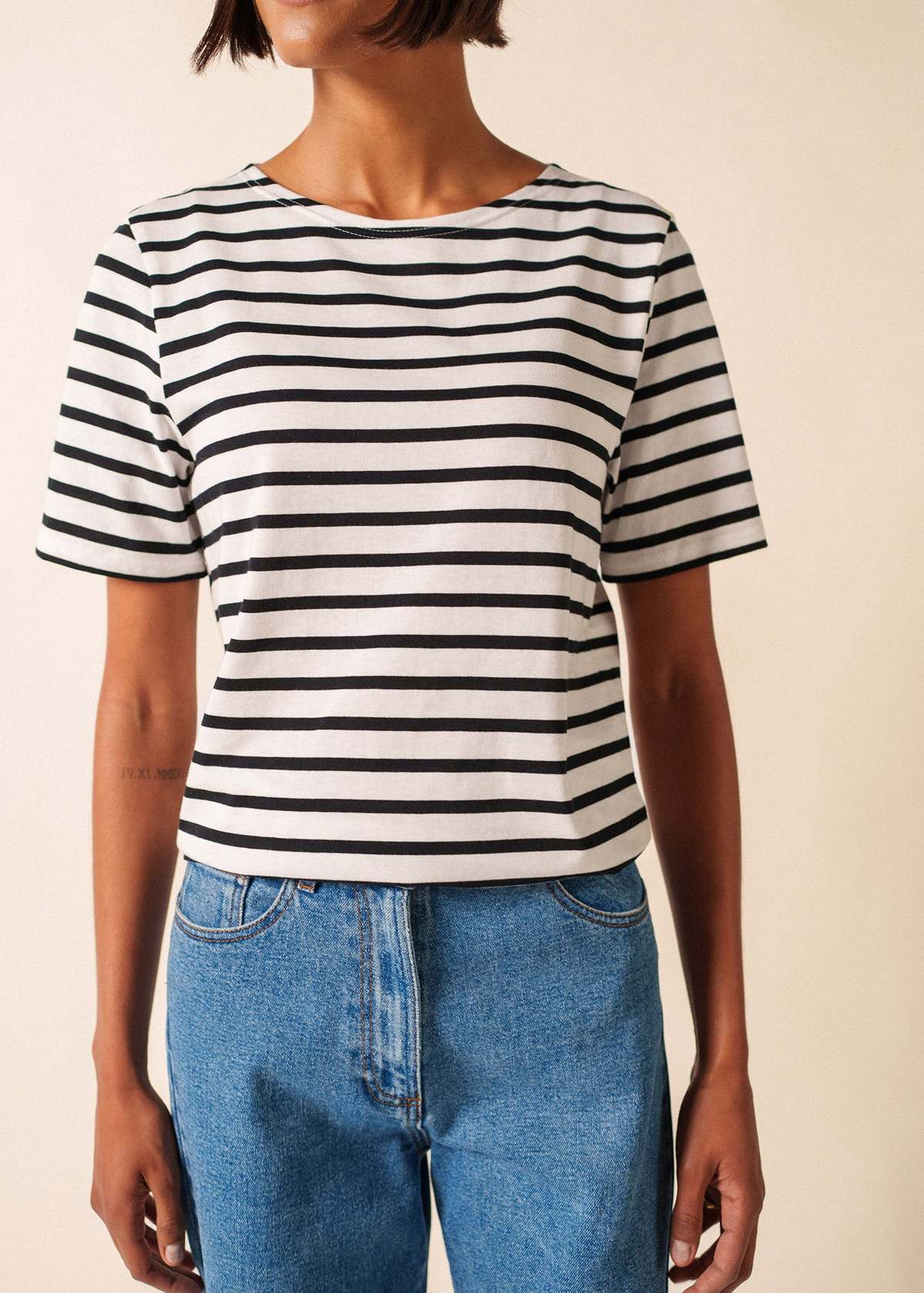 Saint James Levant Modern Breton Shirt - White/Black - Image 6 of 10
