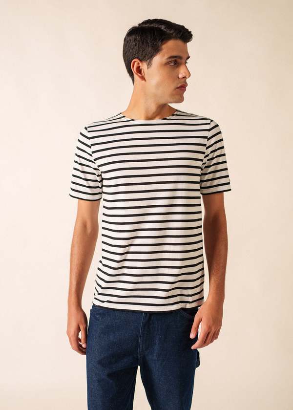 Saint James Levant Modern Breton Shirt - White/Black