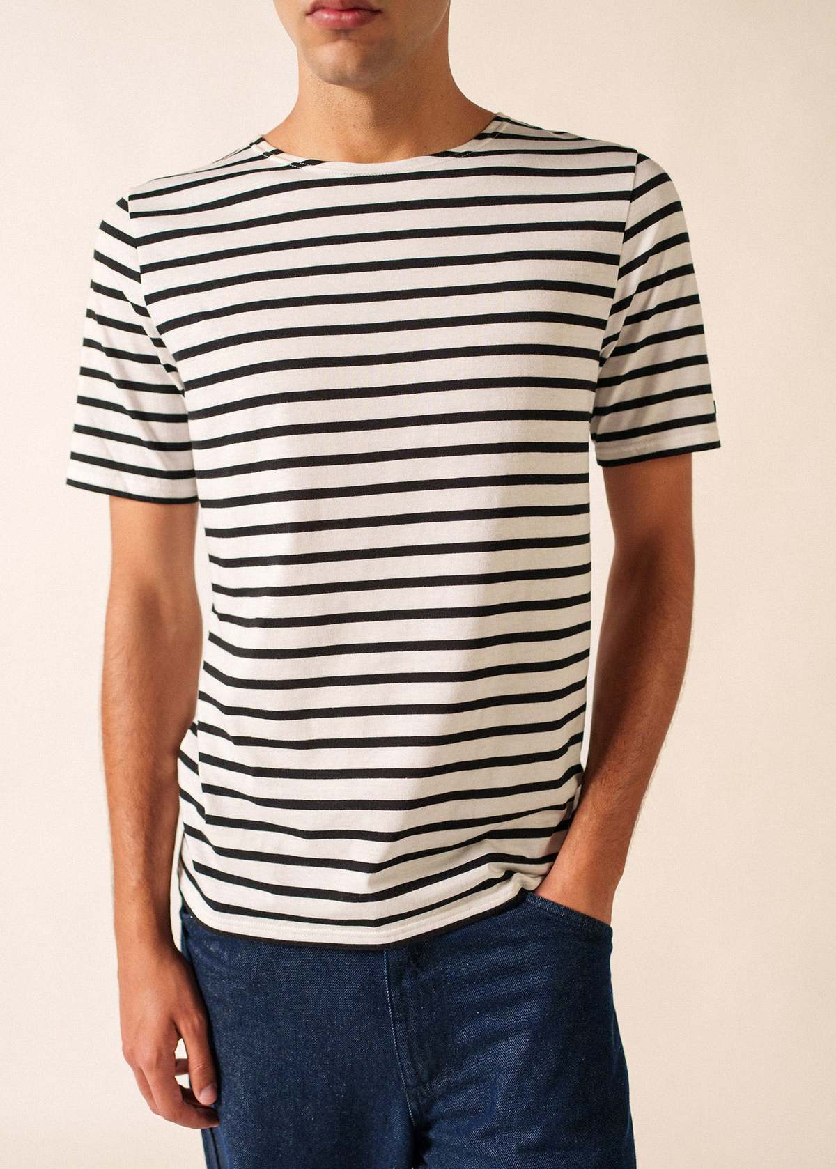 Saint James Levant Modern Breton Shirt - White/Black - Image 8 of 10
