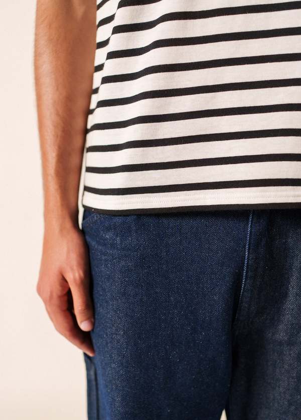 Saint James Levant Modern Breton Shirt - White/Black
