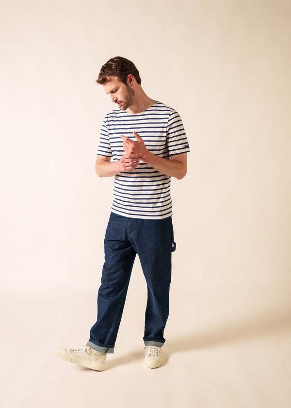 Saint James Levant Modern Breton Shirt - White/Navy