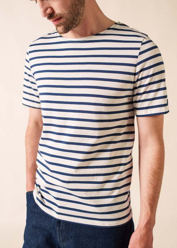 Saint James Levant Modern Breton Shirt - White/Navy