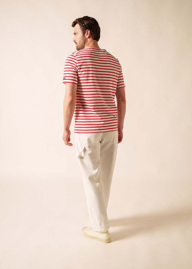 Saint James Levant Modern Breton Shirt - White/Red