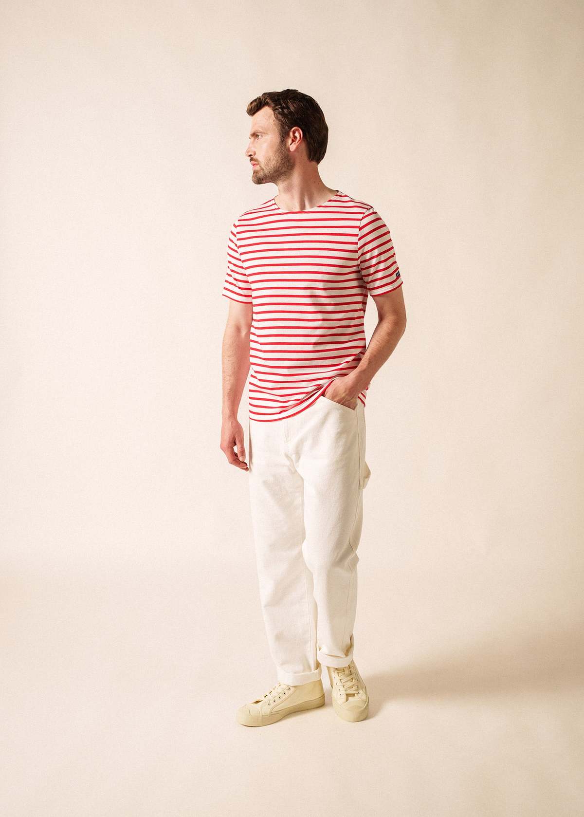 Saint James Levant Modern Breton Shirt - White/Red - Image 8 of 10