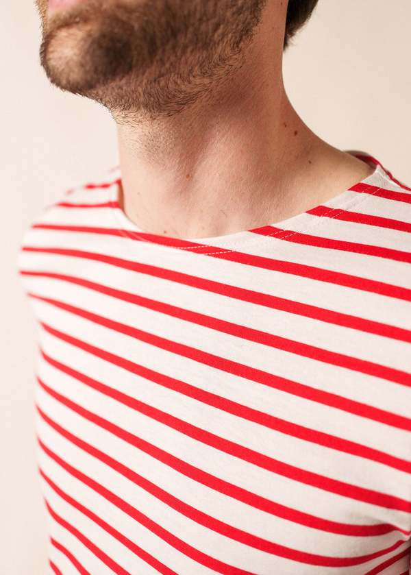 Saint James Levant Modern Breton Shirt - White/Red
