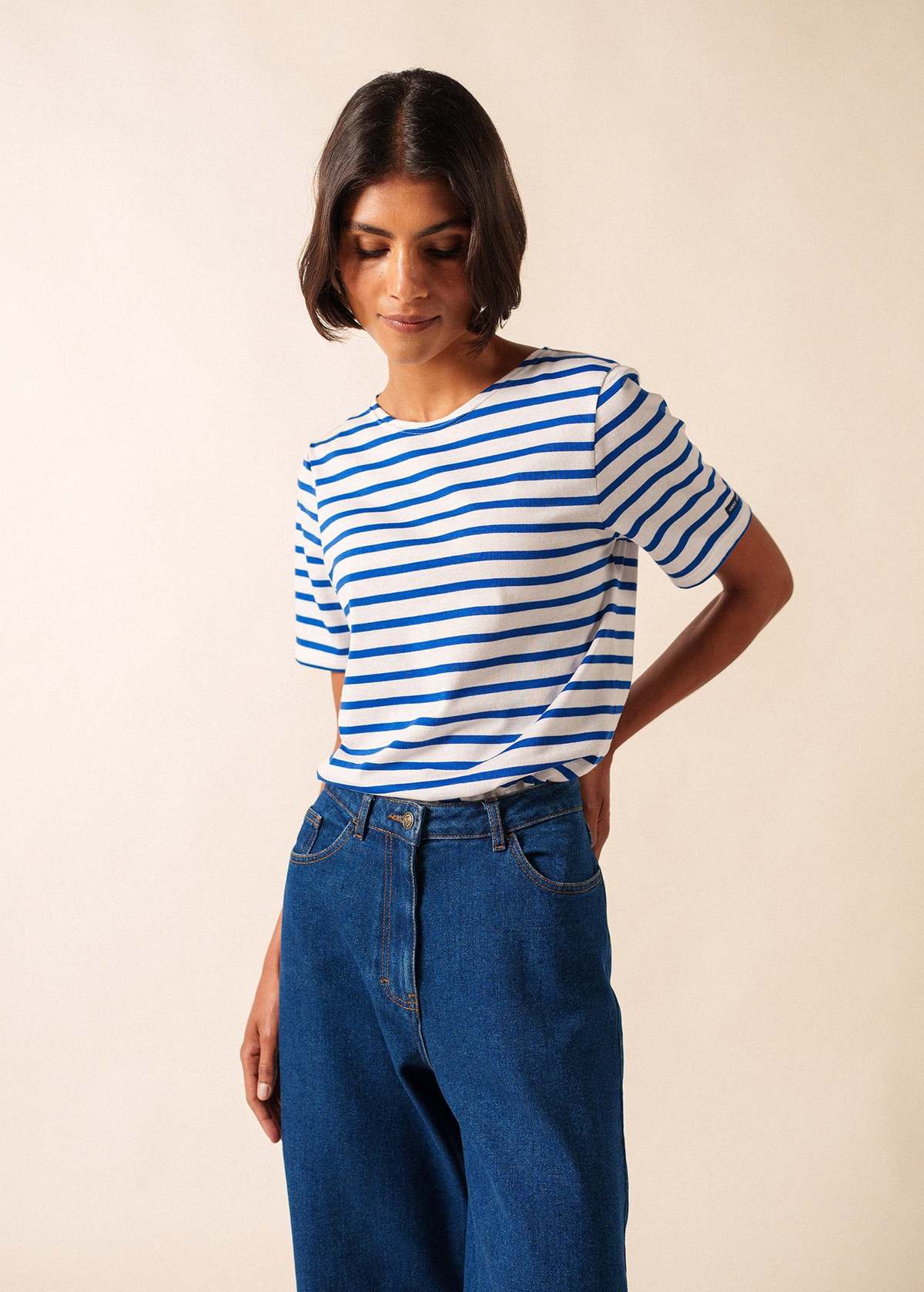 Saint James Levant Modern Breton Shirt - White/Royal Blue - Image 2 of 15