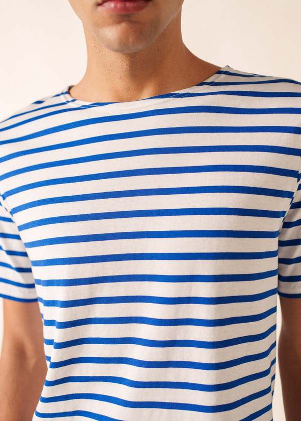 Saint James Levant Modern Breton Shirt - White/Royal Blue