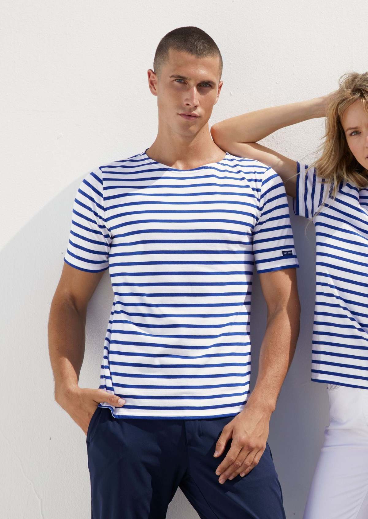 Saint James Levant Modern Breton Shirt - White/Royal Blue - Image 14 of 15