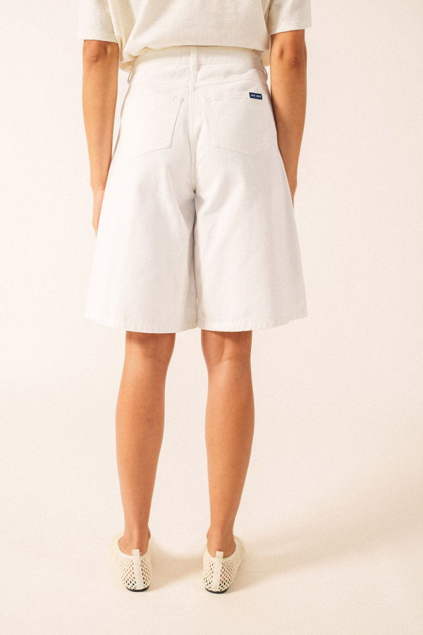 Saint James USA Manon Denim Wide-Leg Bermuda Shorts - Ivory