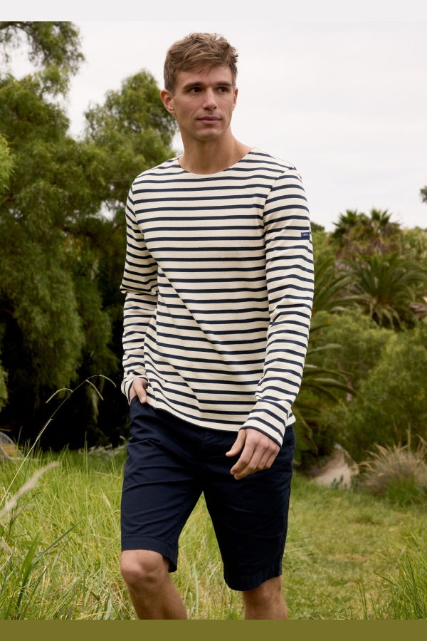 Saint James Meridien Moderne Breton Shirt - Ecru/Navy