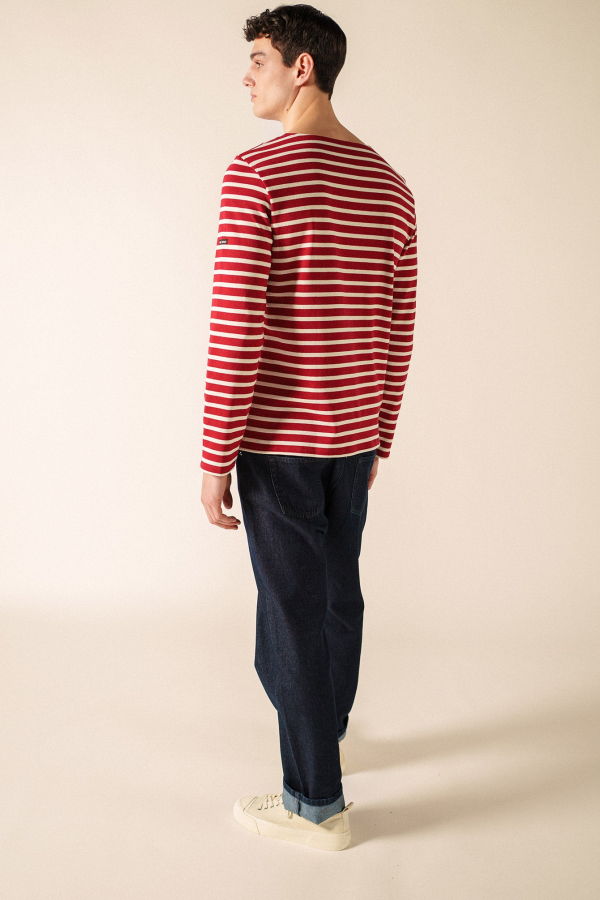 Saint James Meridien Moderne Breton Shirt - Maroon/Ecru
