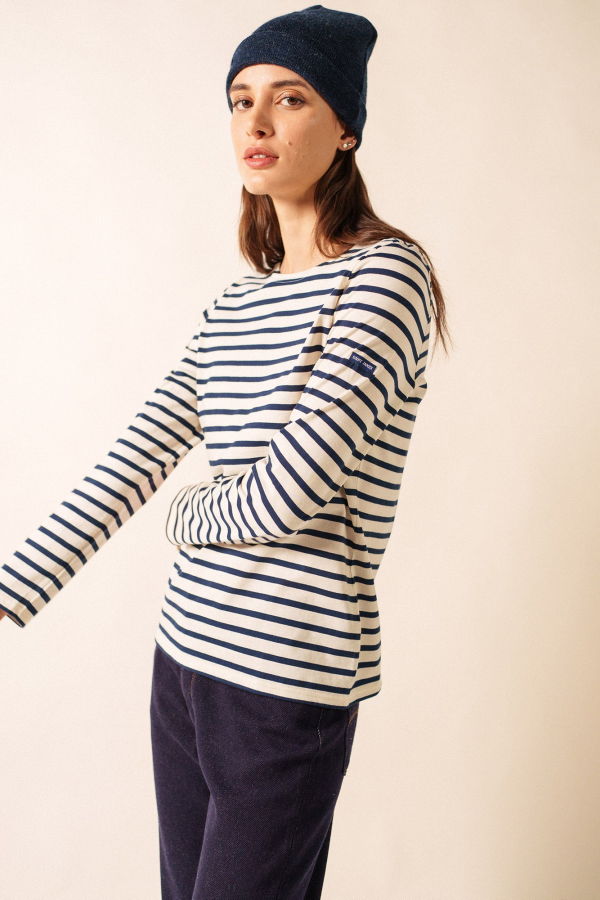 Saint James Minquidame Breton Shirt - Ecru/Navy