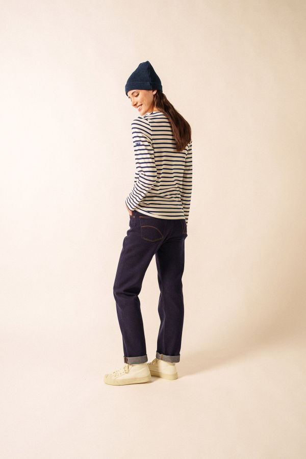 Saint James Minquidame Breton Shirt - Ecru/Navy