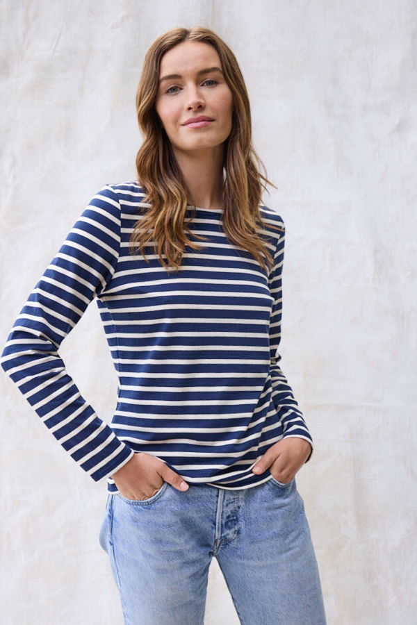 Saint James Minquidame Breton Shirt - Navy/Ecru