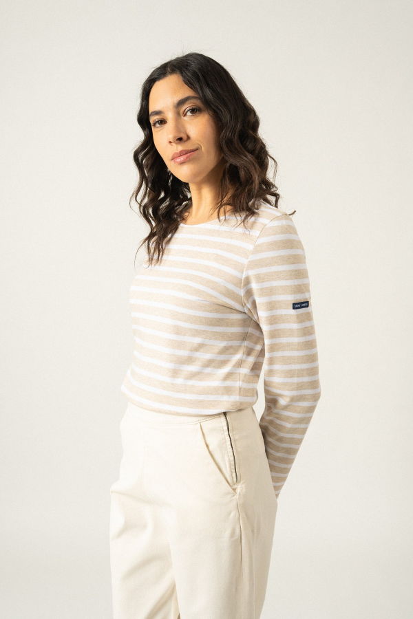 Saint James Minquidame Breton Shirt - Oatmeal/White