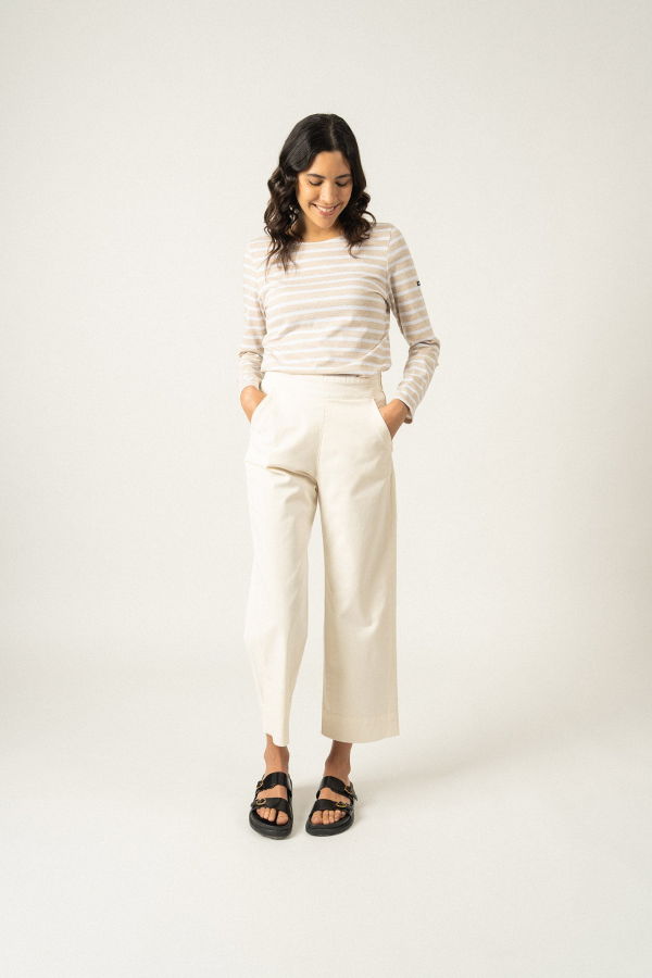 Saint James Minquidame Breton Shirt - Oatmeal/White