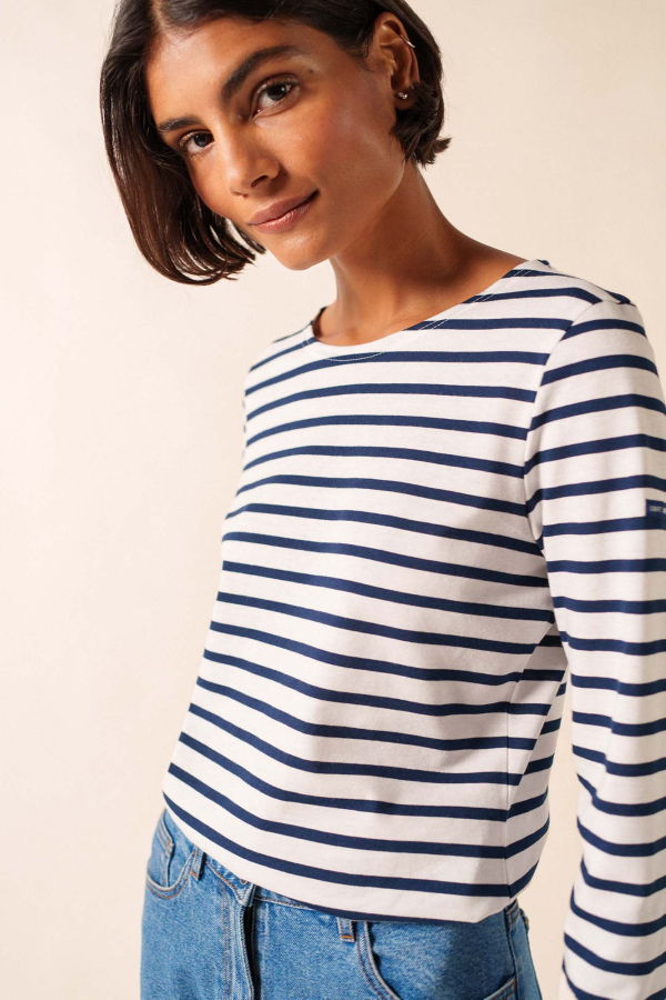 Saint James Minquidame Breton Shirt - White/Navy
